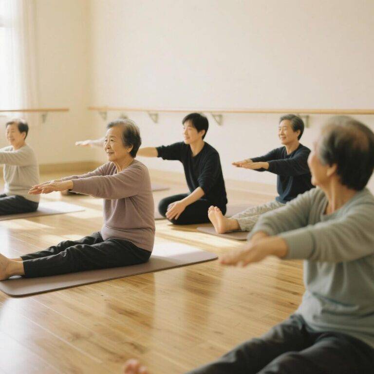 dreamina-2025-08-02-2322-elderly Korean people doing seated stret...